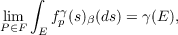     ∫
lim    fγ(s)(ds) = γ(E ),
P ∈F E  p  β
