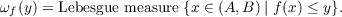 ωf(y) = Lebesgue measure {x ∈ (A,B ) | f(x) ≤ y}.
