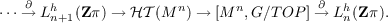 ⋅⋅⋅→∂Lhn+1(Z π) → ℋ𝒯 (M n) → [M n,G∕T OP ] ∂→ Lhn(Z π).
