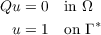 Qu  = 0 in Ω
u = 1 on Γ ∗
