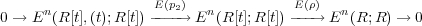       n            E (p2)  n          E(ρ)   n
0 → E  (R [t],(t);R [t])−−−−→  E (R[t];R[t])−−−→ E  (R;R) → 0
